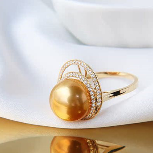 La Corser】輸入 10-13mm 南洋ゴールドパールリング 18Kゴールド
