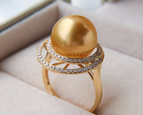 La Corser】輸入 10-13mm 南洋ゴールドパールリング 18Kゴールド