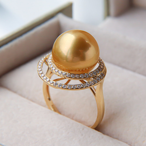 18K パールリング 楽天市場】K18 YG フリーサイズ リング あこや真珠 3