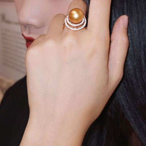 La Corser】輸入 10-13mm 南洋ゴールドパールリング 18Kゴールド