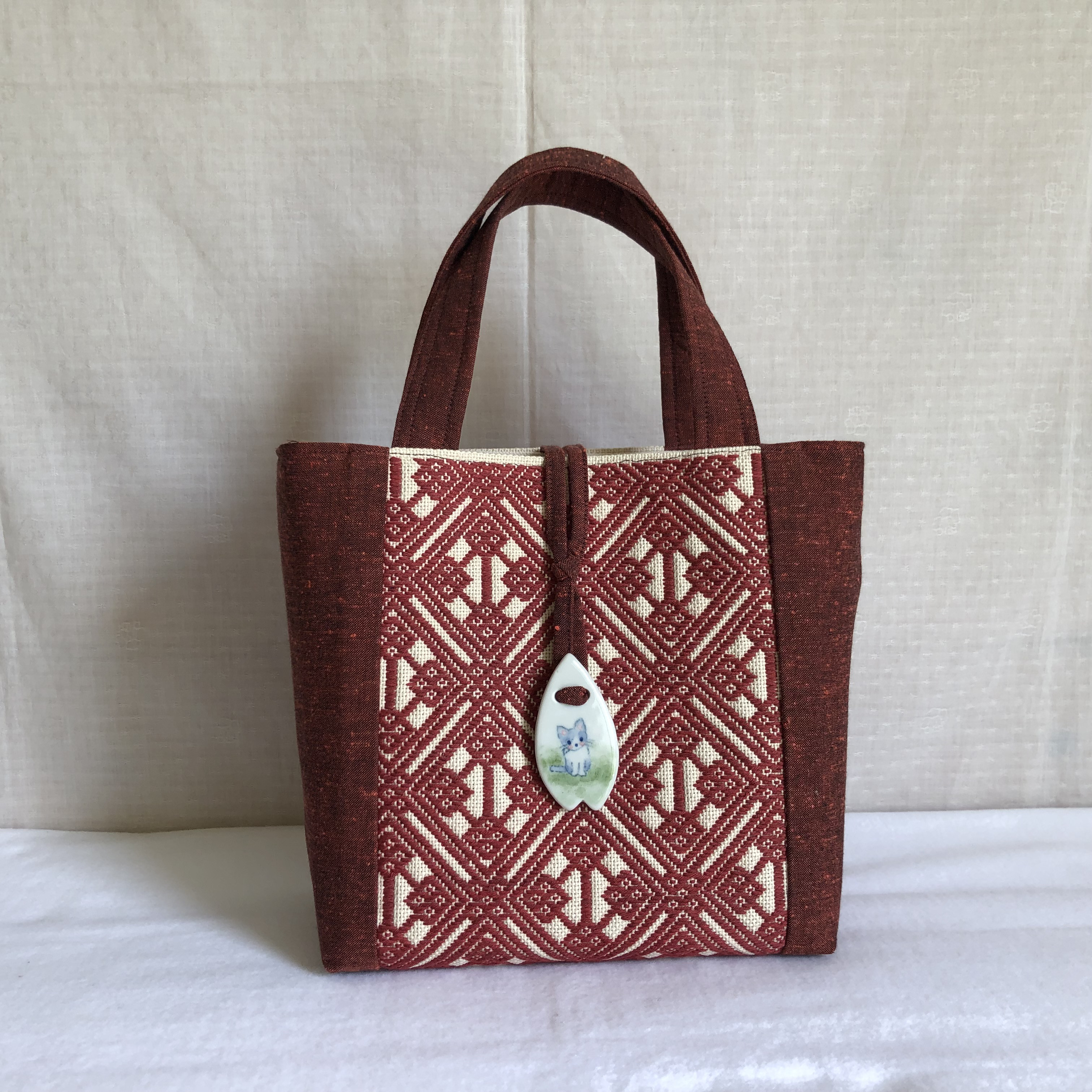 こぎん刺しのトートバッグチャーム付き