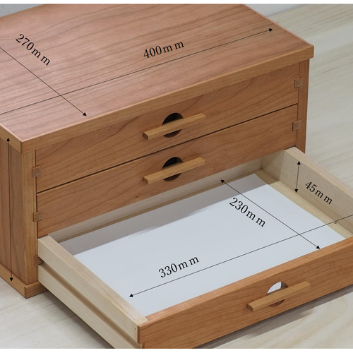 ブラックチェリーの引き出し整理箱 木製 レターケース 小物入れ 〈BC