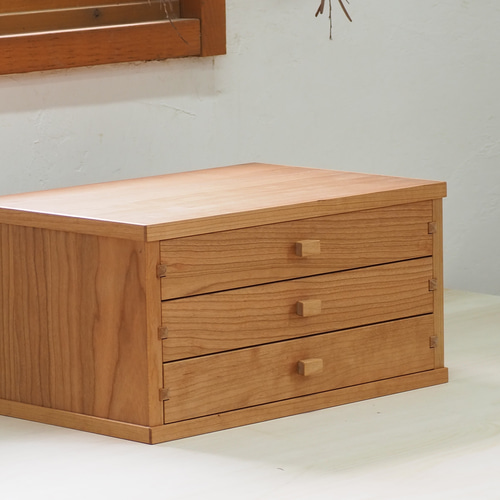 ブラックチェリーの引き出し整理箱 木製 レターケース 小物入れ 〈BC