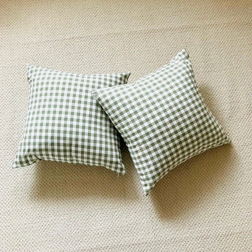 クッションカバー モスグリーン ギンガムチェック柄＊日本製生地