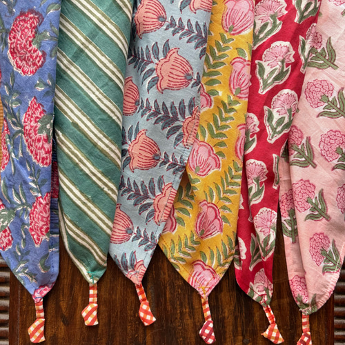 インド綿 ブロックプリント ハンカチ/ナフキン ハンカチ・手ぬぐい