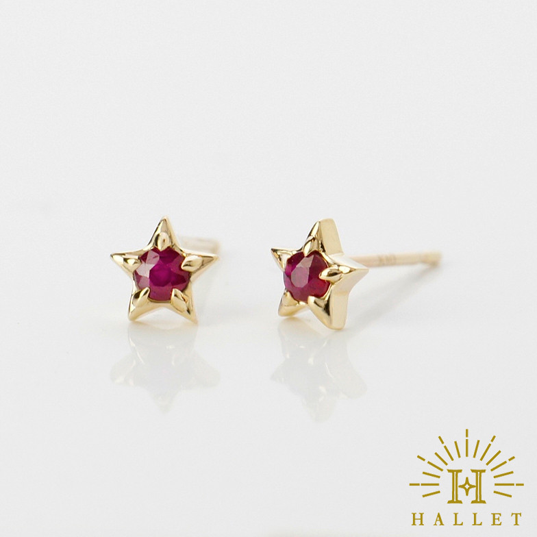 k10 k18 ゴールドピアス スター ルビー スタッドピアス 星 7月誕生石 pc_strs_rb