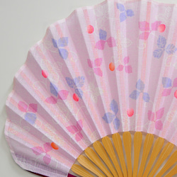 シェル型布扇子　野イチゴ（ピンク） 2枚目の画像