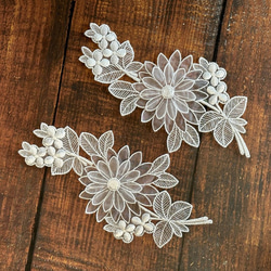 立体オーガンジーモチーフレース ◆ ボタニカル柄 ◆ 1組(2枚) ◆ 日本製 ◆ M-lace-No,219 9枚目の画像