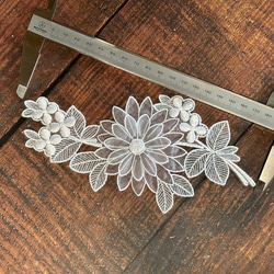 立体オーガンジーモチーフレース ◆ ボタニカル柄 ◆ 1組(2枚) ◆ 日本製 ◆ M-lace-No,219 3枚目の画像