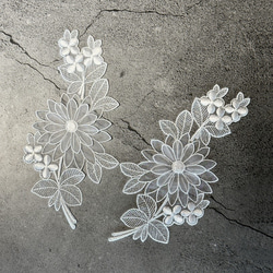 立体オーガンジーモチーフレース ◆ ボタニカル柄 ◆ 1組(2枚) ◆ 日本製 ◆ M-lace-No,219 7枚目の画像