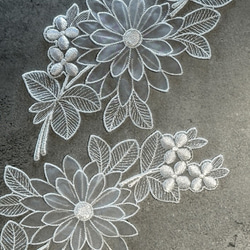 立体オーガンジーモチーフレース ◆ ボタニカル柄 ◆ 1組(2枚) ◆ 日本製 ◆ M-lace-No,219 8枚目の画像