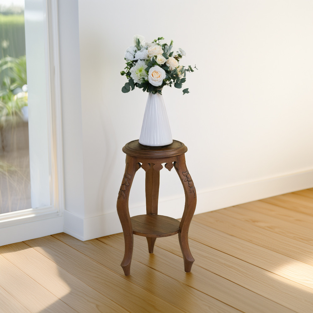 フラワーテーブル | 天然木チーク家具 古材家具 一点物 / JW-0092