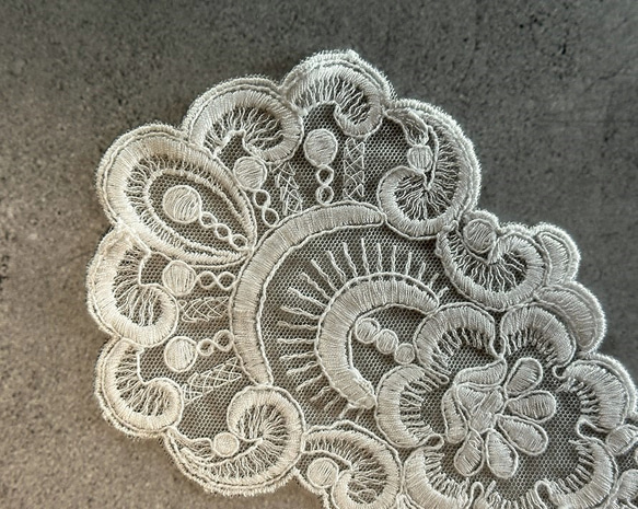 チュールモチーフレース ◆ 日本製 ◆ ダマスク柄 ◆ 1枚 ◆ M-lace-No,221 2枚目の画像