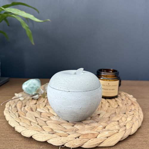 セメントオブジェ りんごの小物入れ グレー インテリア雑貨 置物