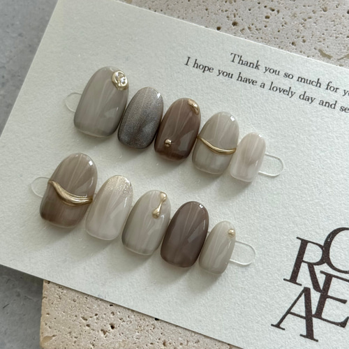 ネイルチップ ニュアンス 淡色 韓国 ネイルチップ 韓国風 オレンジクリーム 淡色 ぷっくり ニュアンス