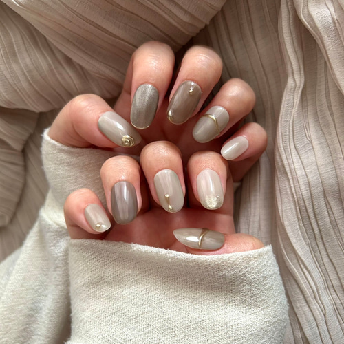 ネイルチップ No.43 淡色 ニュアンス グレー ホワイト ネイルチップ