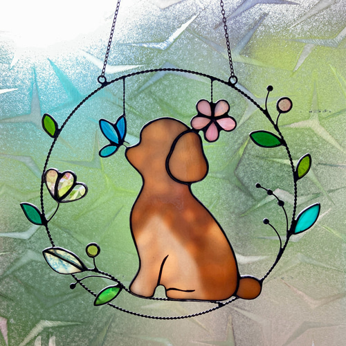 ステンドグラス トイプードルさんのサンキャッチャー•オーナメント（磯