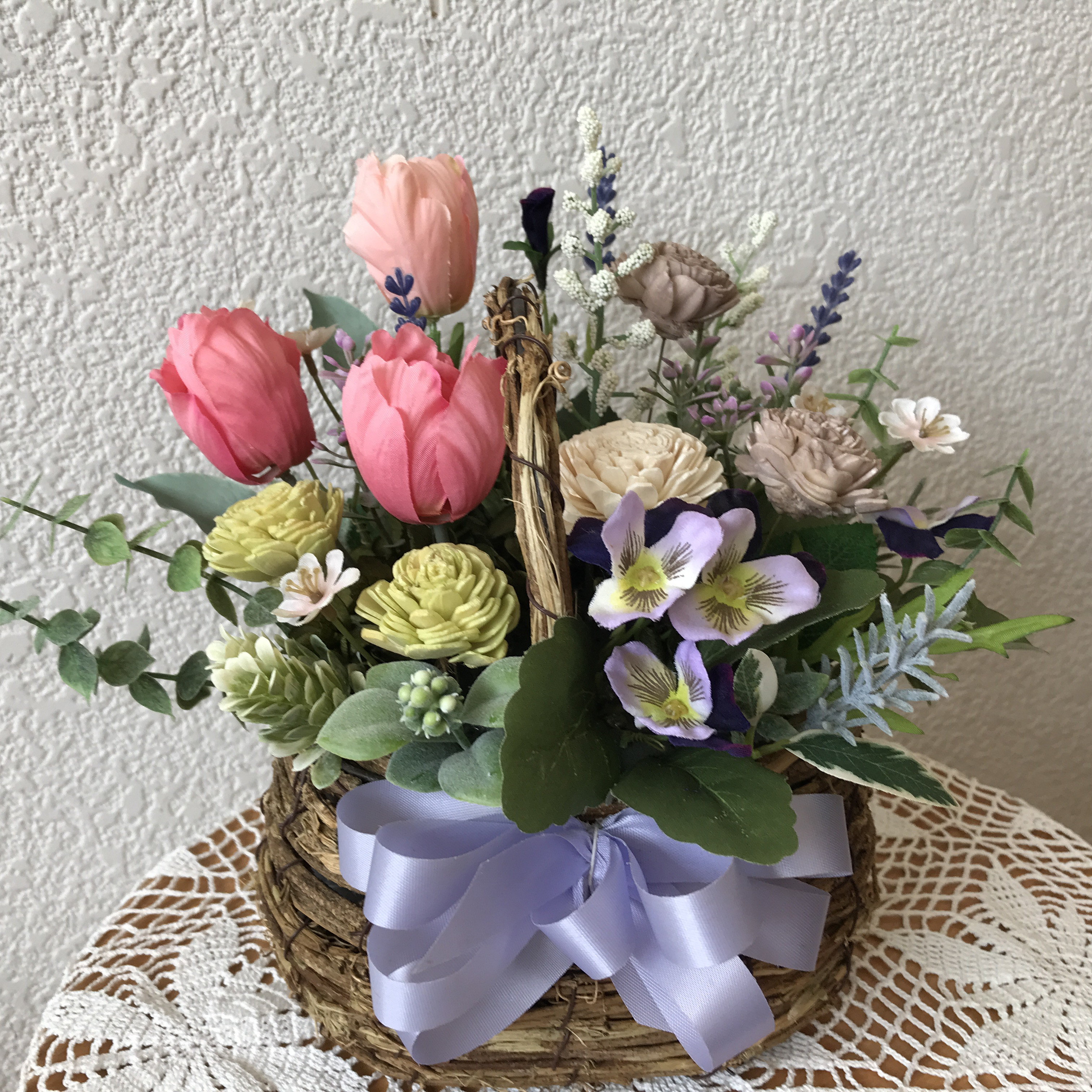 《新作＊フラワーギフト》️お誕生日＊結婚祝＊出産祝いのバスケットアレンジ（受注制作＊値下げしました）