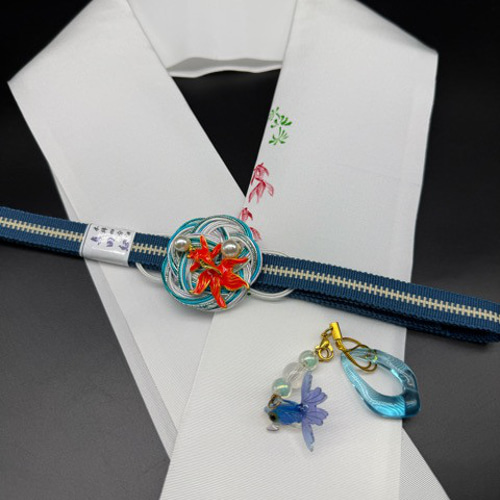 訳アリ】0041半襟・化繊 手書き猫&絹帯締めお洒落半衿 和装小物