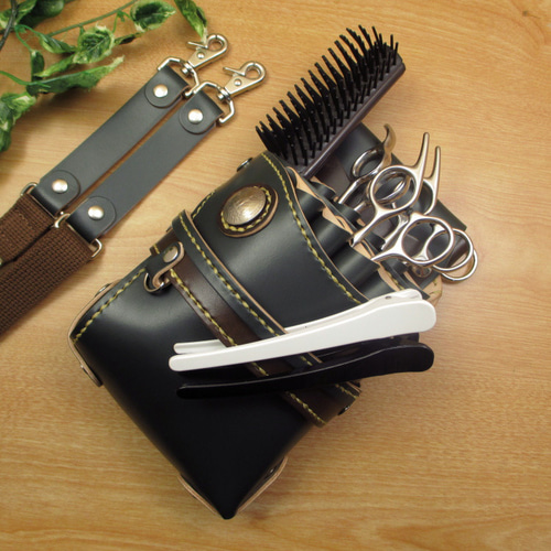 本革 ハンドメイド 9丁差し シザーケース (ダークグリーン×ダーク