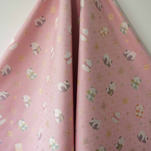 長さ1m ジャガード生地 大判 パンダ柄 可愛い ピンク 綺麗 上品 布