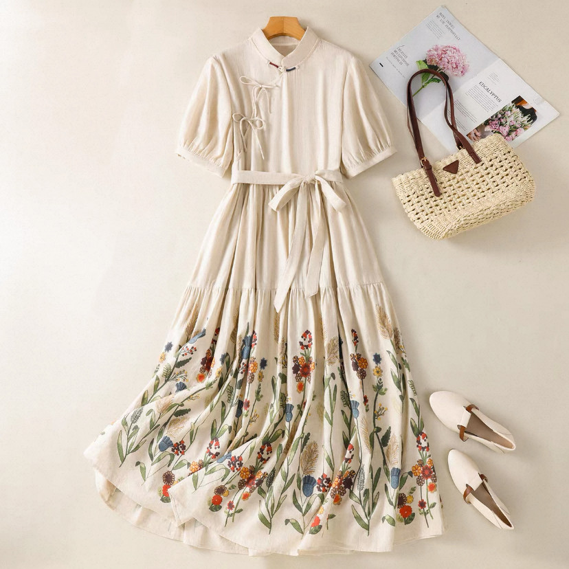 夏♡ワンピース♡通勤♡通学♡花柄♡綿麻