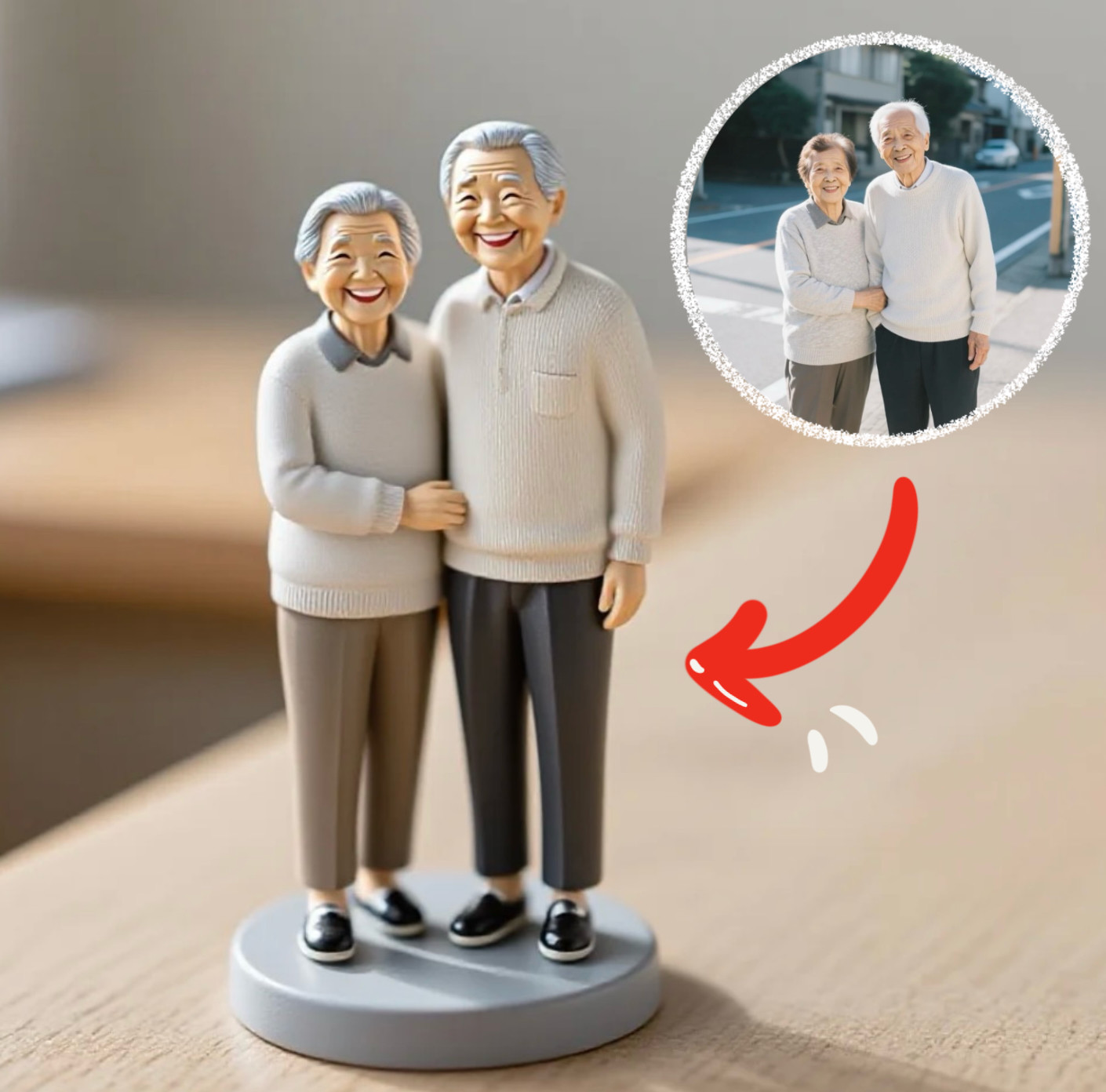 【オリジナルフィギュア】金婚記念必見！オーダーメイド手作り夫婦人形 写真からリアル再現 愛の 50 年を形に残す