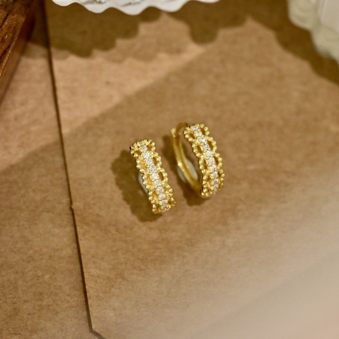 天然ダイヤモンド付きフープピアスk18 1712