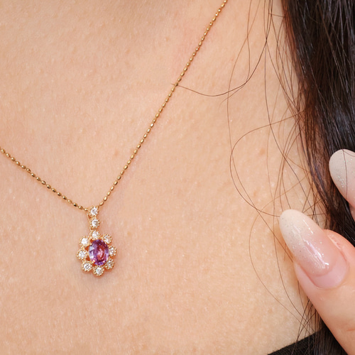 パープルサファイアペンダントトップk18 1812 ペンダントトップ パール