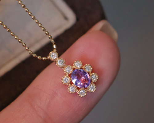 パープルサファイアペンダントトップk18 1812 ペンダントトップ パール