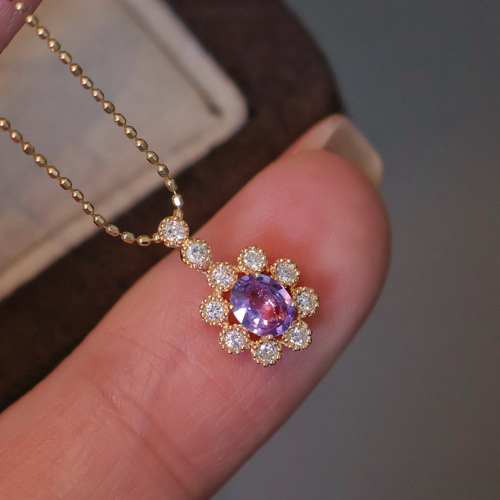 パープルサファイアペンダントトップk18 1812 ペンダントトップ パール