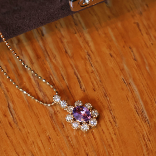 パープルサファイアペンダントトップk18 1812 ペンダントトップ パール