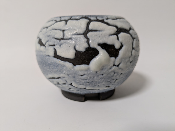 ミニ植木鉢 ミニ盆栽鉢 白ヒビ釉 No.055 一輪挿し・花瓶・花器 木下青