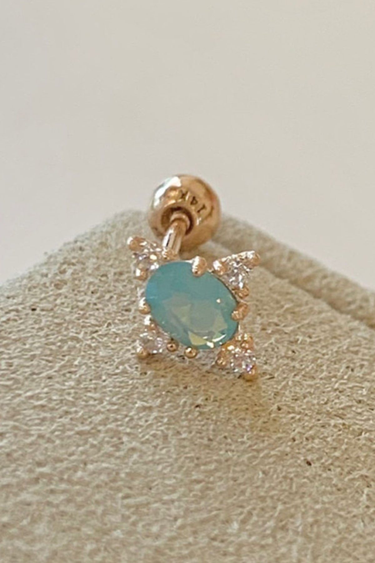 20g 18g 16g 14K金 ブルーオパール ヘリックス 軟骨 トラガス イヤリング ピアス ラブレット