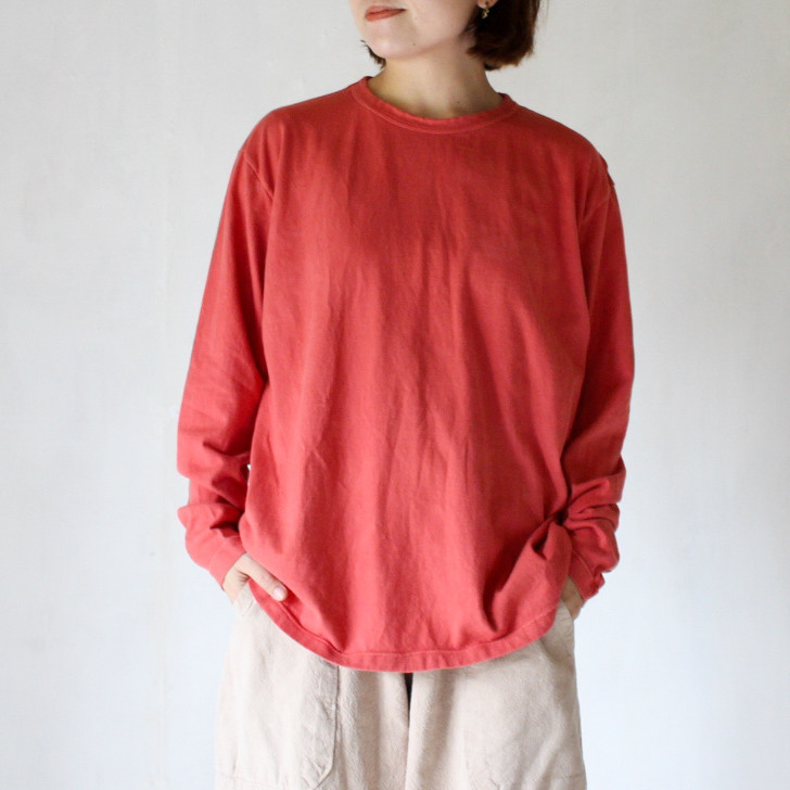 kito organic mannish L/S Tee / 紅梅色 / インド茜染め