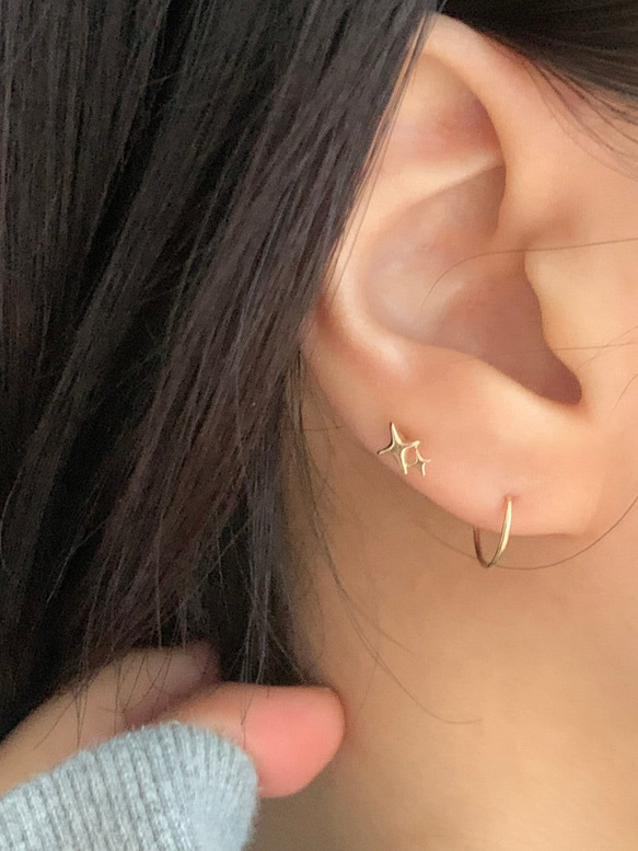 20g 18g 16g 14K金 星の光 スター ヘリックス 軟骨 トラガス イヤリング ピアス ラブレット 11枚目の画像