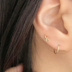 20g 18g 16g 14K金 星の光 スター ヘリックス 軟骨 トラガス イヤリング ピアス ラブレット 10枚目の画像