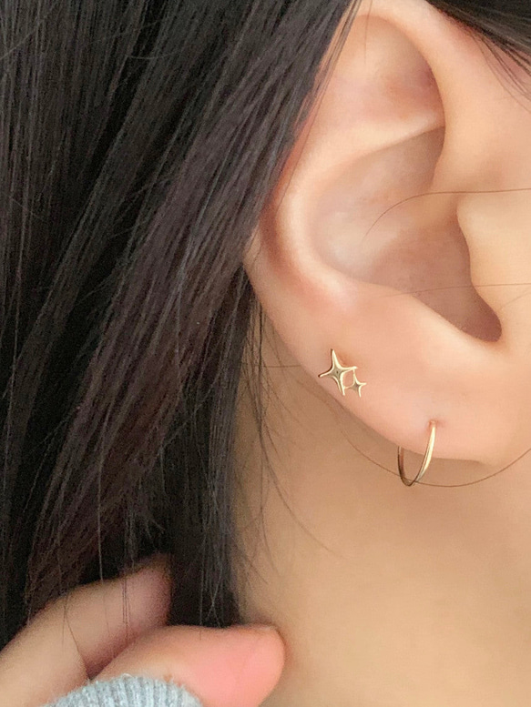 20g 18g 16g 14K金 星の光 スター ヘリックス 軟骨 トラガス イヤリング ピアス ラブレット 10枚目の画像