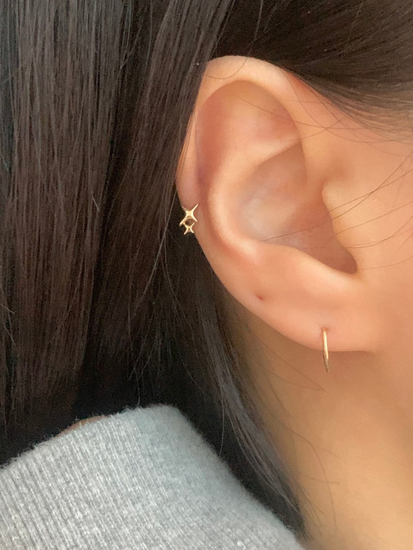 20g 18g 16g 14K金 星の光 スター ヘリックス 軟骨 トラガス イヤリング ピアス ラブレット 13枚目の画像