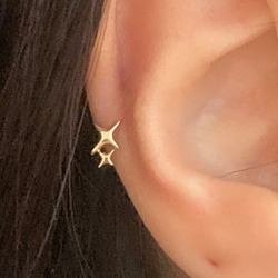 20g 18g 16g 14K金 星の光 スター ヘリックス 軟骨 トラガス イヤリング ピアス ラブレット 1枚目の画像