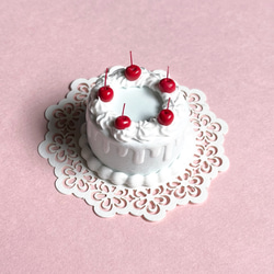 さくらんぼのドリップケーキ ホワイト ミニチュア フェイクケーキ 推し