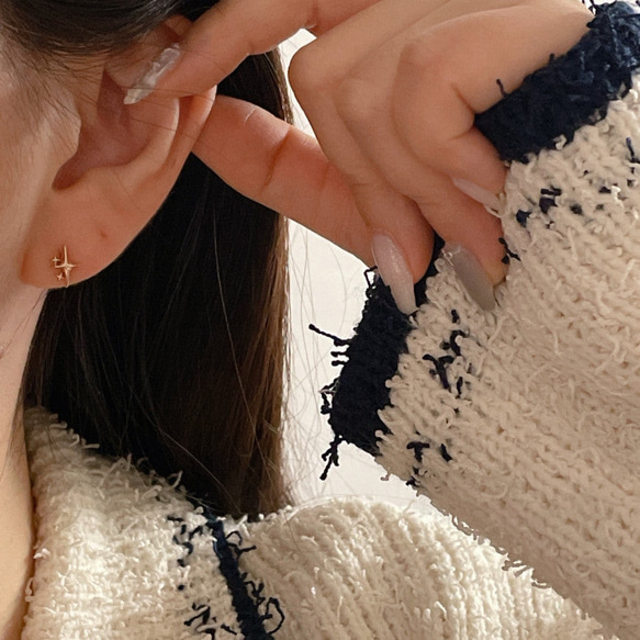 20g 18g 16g 14K金 ゴールド 星の光 スター ヘリックス 軟骨 トラガス イヤリング ピアス ラブレット 10枚目の画像