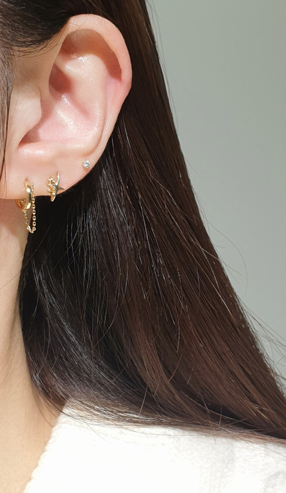 20g 18g 16g 14K金 ゴールド 星の光 スター ヘリックス 軟骨 トラガス イヤリング ピアス ラブレット 15枚目の画像