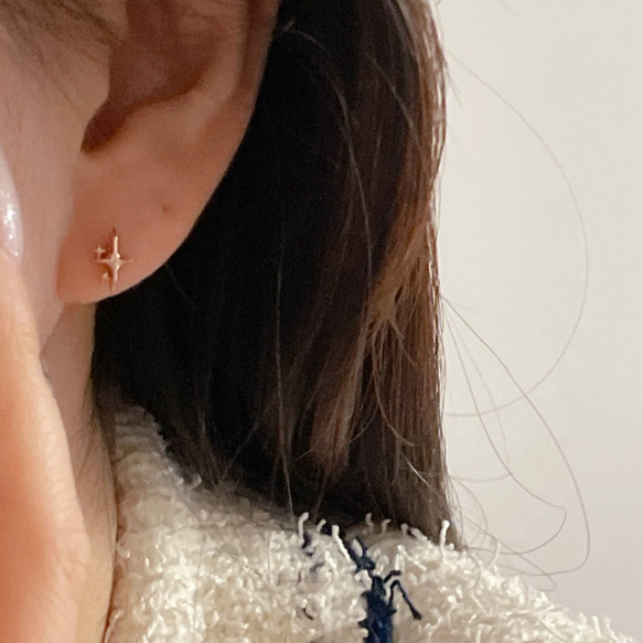 20g 18g 16g 14K金 ゴールド 星の光 スター ヘリックス 軟骨 トラガス イヤリング ピアス ラブレット 5枚目の画像