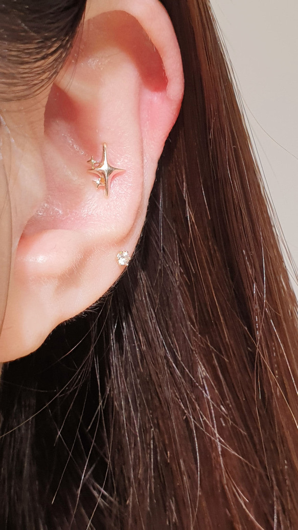 20g 18g 16g 14K金 ゴールド 星の光 スター ヘリックス 軟骨 トラガス イヤリング ピアス ラブレット 14枚目の画像