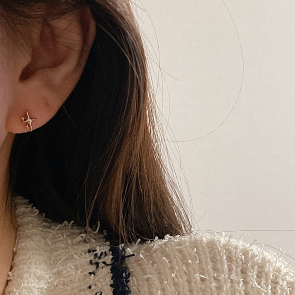 20g 18g 16g 14K金 ゴールド 星の光 スター ヘリックス 軟骨 トラガス イヤリング ピアス ラブレット 9枚目の画像