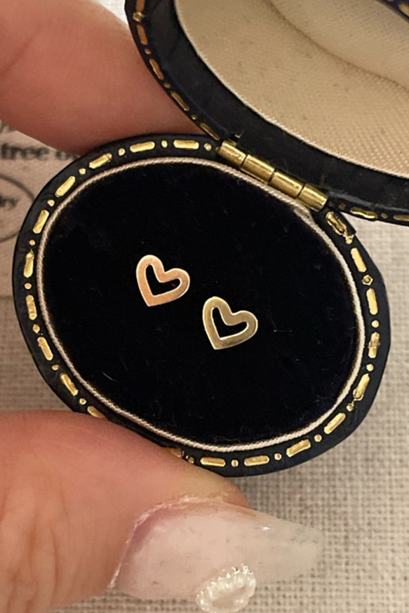 20g 18g 16g 14K金 ゴールドハート ヘリックス 軟骨 トラガス イヤリング ピアス ラブレット 1枚目の画像