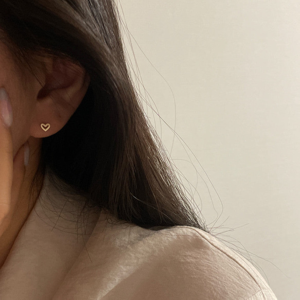 20g 18g 16g 14K金 ゴールドハート ヘリックス 軟骨 トラガス イヤリング ピアス ラブレット 11枚目の画像
