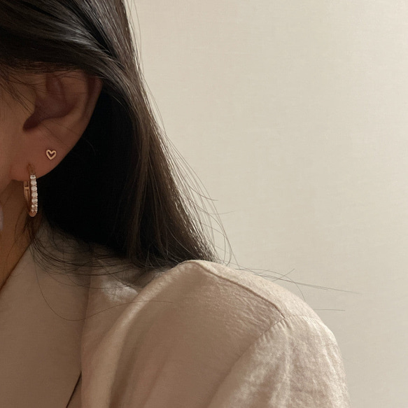 20g 18g 16g 14K金 ゴールドハート ヘリックス 軟骨 トラガス イヤリング ピアス ラブレット 7枚目の画像