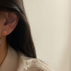 20g 18g 16g 14K金 ゴールドハート ヘリックス 軟骨 トラガス イヤリング ピアス ラブレット 9枚目の画像